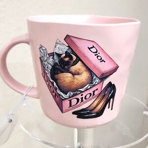 Lux Kitty cat in Dior box on a Mug NWT